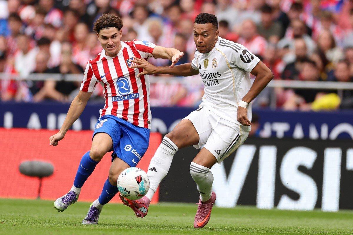 Julian Alvarez dell'Atletico Madrid e Kylian Mbappé del Real Madrid