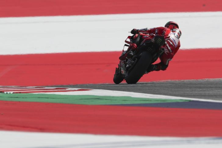 Pecco Bagnaia sul circuito del Gran Premio d'Austria di MotoGP