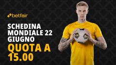 Schedina mondiale oggi 22 giugno