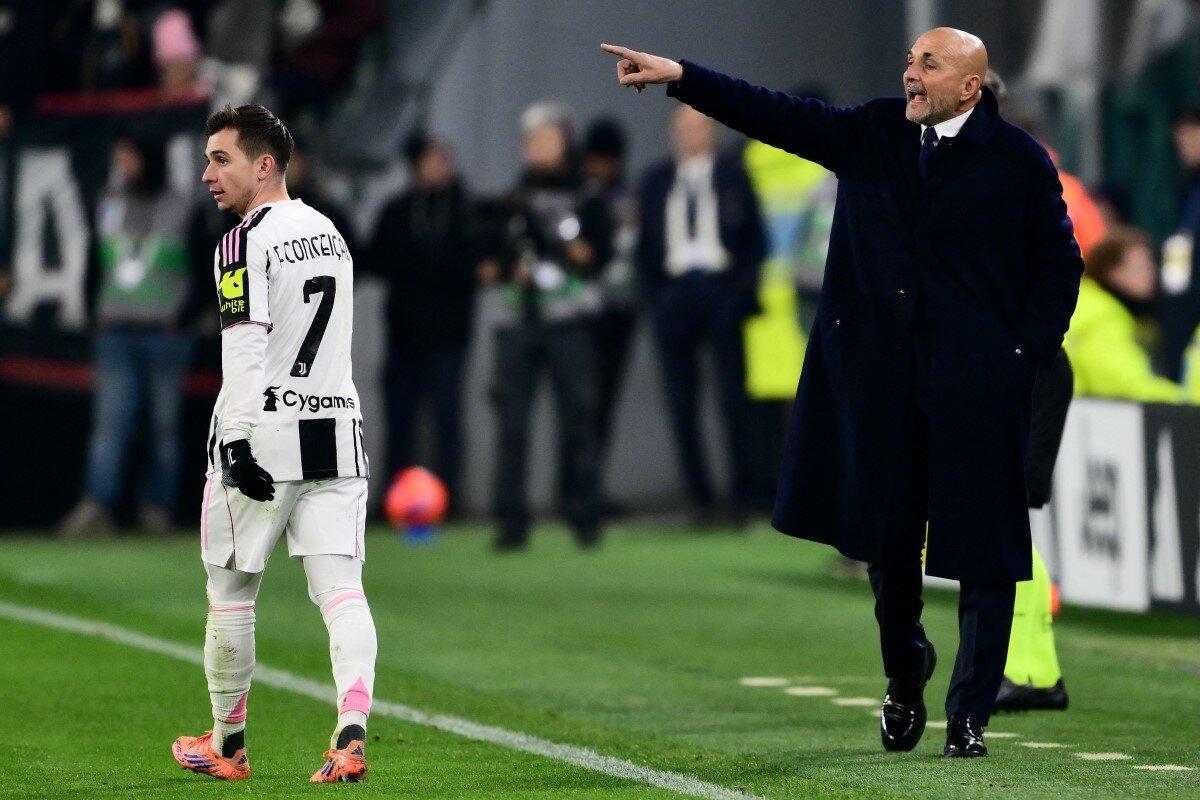Luciano Spalletti, allenatore della Juventus, con Francisco Conceiçao